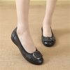 Womens Genuine Leather Flat Casual Mom Shoes Bowknot Slip-On Plus Size Shoe