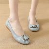 Womens Genuine Leather Flat Casual Mom Shoes Bowknot Slip-On Plus Size Shoe