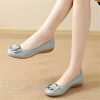 Womens Genuine Leather Flat Casual Mom Shoes Bowknot Slip-On Plus Size Shoe