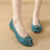 Womens Genuine Leather Flat Casual Mom Shoes Bowknot Slip-On Plus Size Shoe