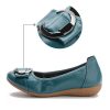 Womens Genuine Leather Flat Casual Mom Shoes Bowknot Slip-On Plus Size Shoe