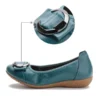 Womens Genuine Leather Flat Casual Mom Shoes Bowknot Slip-On Plus Size Shoe