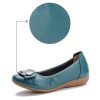 Womens Genuine Leather Flat Casual Mom Shoes Bowknot Slip-On Plus Size Shoe