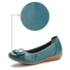 Womens Genuine Leather Flat Casual Mom Shoes Bowknot Slip-On Plus Size Shoe