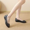 Womens Genuine Leather Flat Casual Mom Shoes Bowknot Slip-On Plus Size Shoe