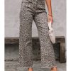 Womens High Waist Leopard Print Straight Leg Jeans Vintage Summer Stretch Pants