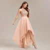 Womens Gold Sequin Halter Sleeveless Tulle Asymmetrical Party Ball Gown