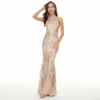 Sequin Mermaid Evening Gown Off Shoulder Slim Long Party Wedding Dress