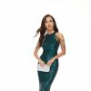 Sequin Mermaid Evening Gown Off Shoulder Slim Long Party Wedding Dress