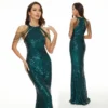 Sequin Mermaid Evening Gown Off Shoulder Slim Long Party Wedding Dress