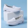 Womens White Nurse Shoes Leather Open Flat Heel Breathable Deodorizing Non-Slip
