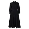 Womens Elegant Solid Puff Long Sleeve High Waist Office Commute Maxi Shirt Dress