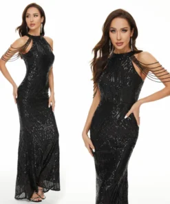 Sequin Mermaid Evening Gown Off Shoulder Slim Long Party Wedding Dress