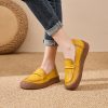 Womens Vintage Genuine Leather Flat Shoes Comfortable Non-Slip Casual