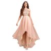 Womens Gold Sequin Halter Sleeveless Tulle Asymmetrical Party Ball Gown