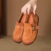 Womens Vintage Suede Round Toe Flat Slip-On Casual Shoes