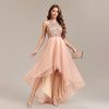 Womens Gold Sequin Halter Sleeveless Tulle Asymmetrical Party Ball Gown