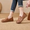 Womens Vintage Genuine Leather Flat Shoes Comfortable Non-Slip Casual