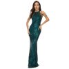 Sequin Mermaid Evening Gown Off Shoulder Slim Long Party Wedding Dress