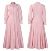 Womens Elegant Solid Puff Long Sleeve High Waist Office Commute Maxi Shirt Dress
