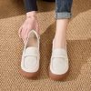 Womens Vintage Genuine Leather Flat Shoes Comfortable Non-Slip Casual