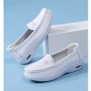 Womens White Nurse Shoes Leather Open Flat Heel Breathable Deodorizing Non-Slip