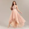 Womens Gold Sequin Halter Sleeveless Tulle Asymmetrical Party Ball Gown