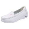 Womens White Nurse Shoes Leather Open Flat Heel Breathable Deodorizing Non-Slip