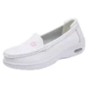 Womens White Nurse Shoes Leather Open Flat Heel Breathable Deodorizing Non-Slip