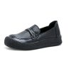 Womens Vintage Genuine Leather Flat Shoes Comfortable Non-Slip Casual