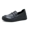 Womens Vintage Genuine Leather Flat Shoes Comfortable Non-Slip Casual
