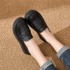 Womens Vintage Genuine Leather Flat Shoes Comfortable Non-Slip Casual