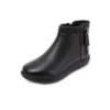 Winter Leather Ankle Moms Boots Wool Lined Non-Slip Rubber Sole Flat Side Zip
