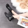 Winter Leather Ankle Moms Boots Wool Lined Non-Slip Rubber Sole Flat Side Zip