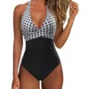 Womens Backless Crisscross Colorblock OnePiece Swimsuit Padded QuickDry HighElastic