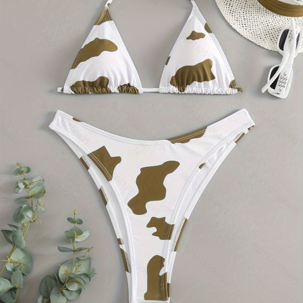 Women's Two Piece Bikini Padded Wireless Polyester Spandex Swimwear