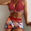 Womens High Rise Bikini Set Padded Conservative Sexy Fresh Swimwear