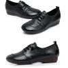 Womens Soft Leather Vintage Loafers Flats Wide Spring Fall Casual Lace-Up