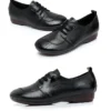 Womens Soft Leather Vintage Loafers Flats Wide Spring Fall Casual Lace-Up