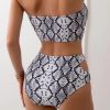 Womens Snake Print Cutout Strapless Bikini Padded No Underwire Swimwear