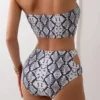 Womens Snake Print Cutout Strapless Bikini Padded No Underwire Swimwear