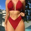 Womens Sporty Solid Color Two Piece Bikini Padded No Underwire Swimwear