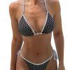 Womens Retro Polka Dot Triangle Bikini Tie Side Padded No Underwire
