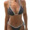 Womens Retro Polka Dot Triangle Bikini Tie Side Padded No Underwire