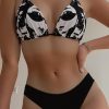 Womens Printed Triangle Bikini Tie Strap Padded Wireless Swimwear