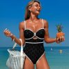Womens Solid Color One Piece Swimsuit Quick Dry High Elasticity Chest Pad Tight Fit