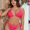 Women's Plus Size Sexy Backless Solid Bikini Padded No Underwire Swimwear