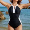 Women's Color Block One-Piece Swimsuit Sleeveless Open Back Form-Fit Underwire
