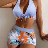 Womens High Rise Bikini Set Padded Conservative Sexy Fresh Swimwear