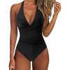 Womens Color Block One Piece Swimsuit Crisscross Padded QuickDry HighElastic
